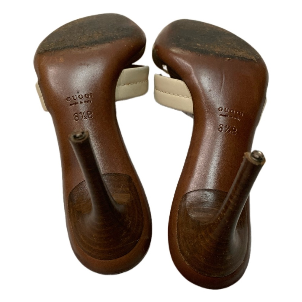 Vintage Gucci Cream and Brown Strappy Heels - Picture 8 of 9